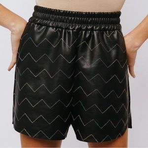 High Waist Black Zigzag Shorts